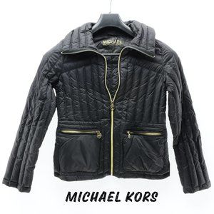 Michael Kors Black & Gold Puffer Down Lightweight Jacket • Women's Size PS